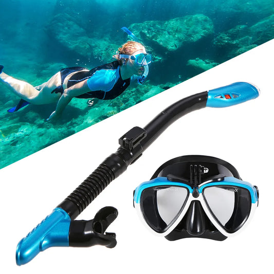 Lixada Professional Diving Mask Scuba Snorkel Swimming Goggles Dry Snorkel Tube Set Men Women Anti-fog Diving Goggles for Camera