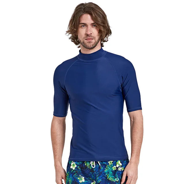 SBART-Surf Rash Guards Top for Men, Lycra Short Sleeve, UPF50 +, Quick Dry Surf-Clothes, Man Swim Kitesurf, Windsurf Dive T-Shir