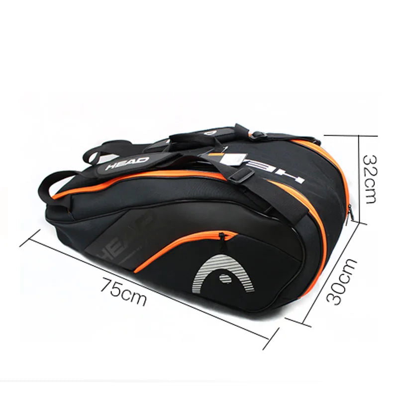 HEAD Tennis Rackets Bag 6 Pieces Hard Shell Sports Bag Large Capacity 9 Badminton Racquets Backpack Men Women Tenis Squash Padel