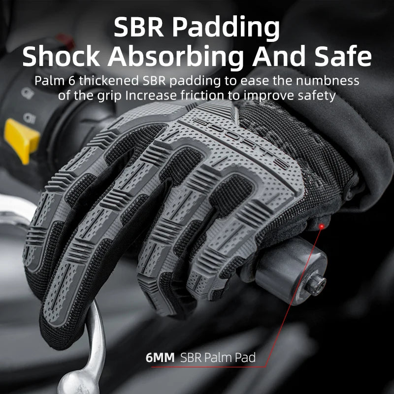 ROCKBROS Cycling Gloves Autumn Winter Windproof SBR Touch Screen Bike Gloves MTB Breathable Full Finger Shockproof Sport Gloves