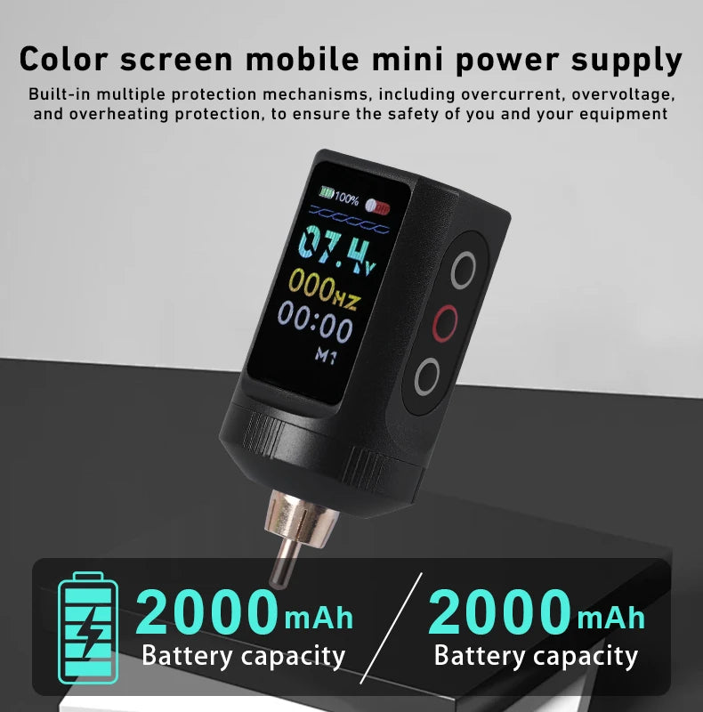 Portable Wireless Tattoo Power Supply with Big Screen Digital Charge Battery-Operated Accessory for Permanent Makeup