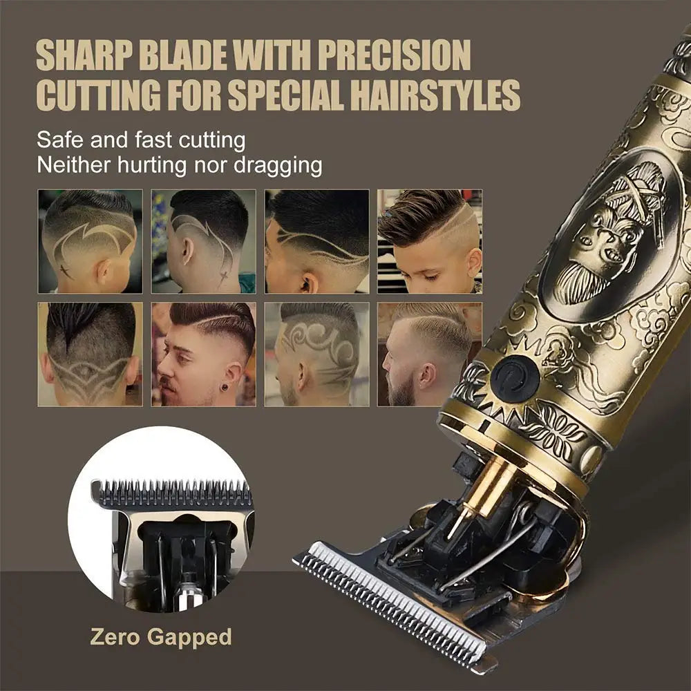 Rechargeable Haircut Barber Hair Clipper Trimmer Electric Beard LCD Display Hair Cutting Machine Men Baldheaded T-blade Trimmer