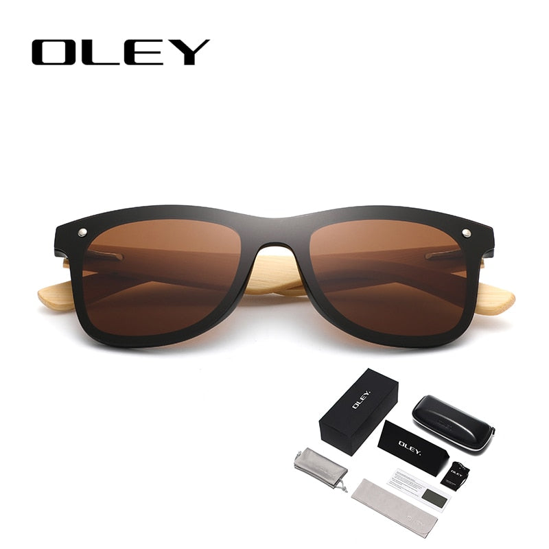 OLEY Natural Bamboo wood Sunglasses Men Polarized Fashion Glasses Original Bamboo Oculos de sol masculino Support custom logo