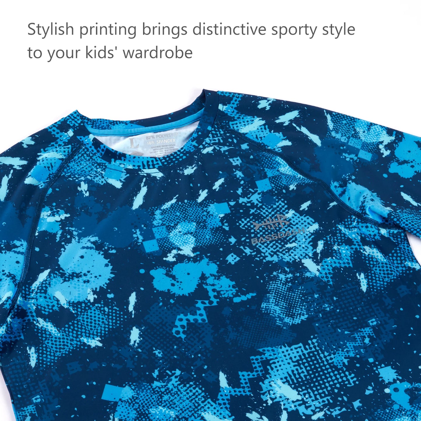 Bassdash Youth UPF50+ Camo Active Performance Long Sleeve Fishing Shirt Sailing Hiking Cycling Surfing Sport Skin Friendly