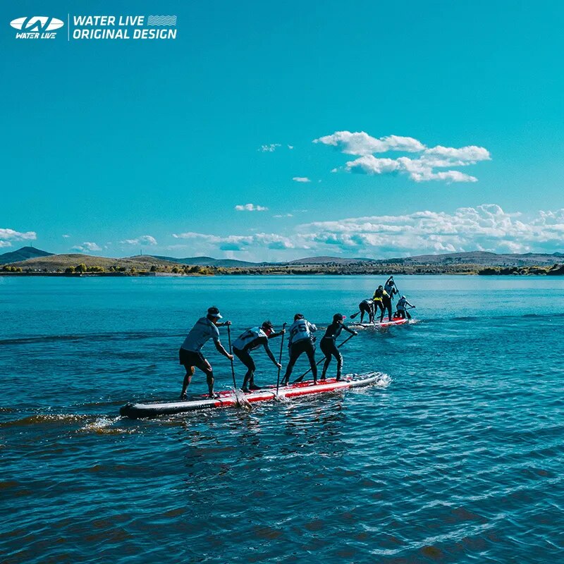 WATERLIVE DRAGON Board Team Racing SUP Surfboard Standing Style 4-Person 22'x34"x6" Thickened 2-Layer Inflatable Aquatic Board
