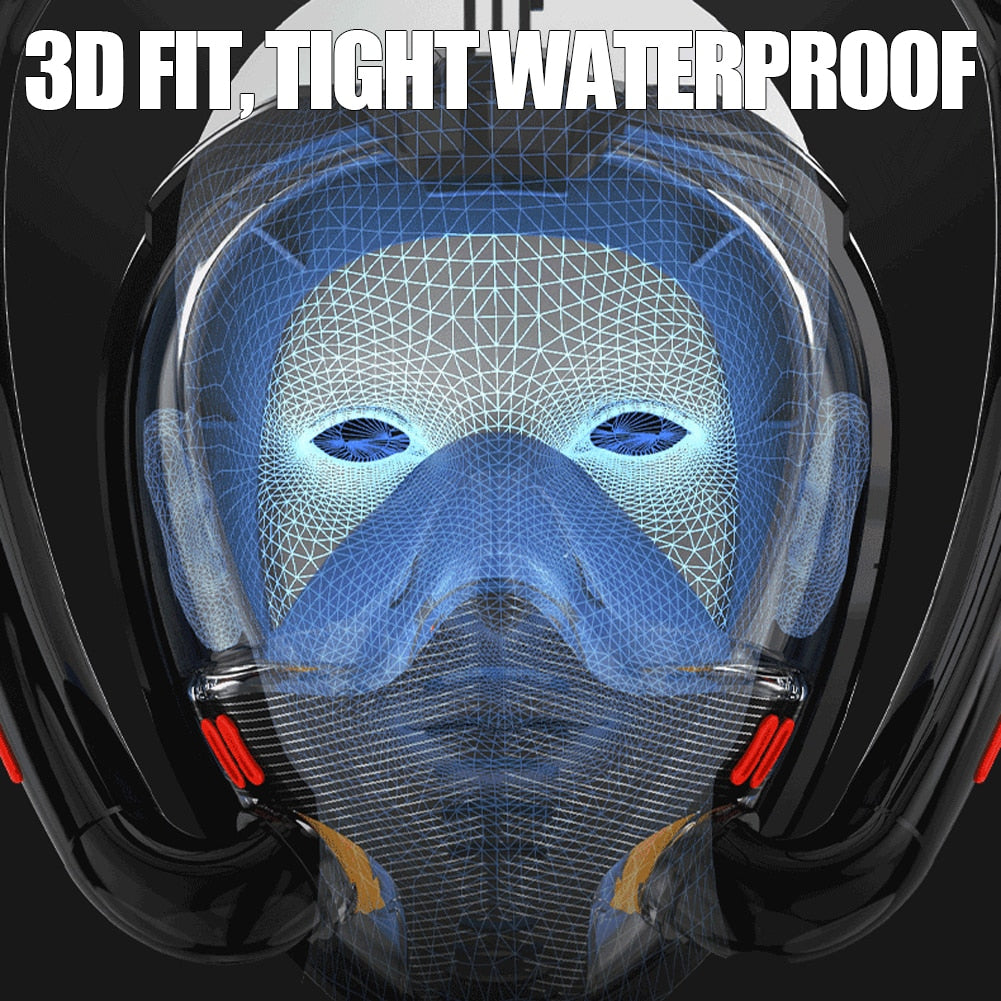 Scuba Diving Mask Double Breathing Tube Respiratory Snorkeling Face Goggles Men Women Waterproof Swimming Equipment