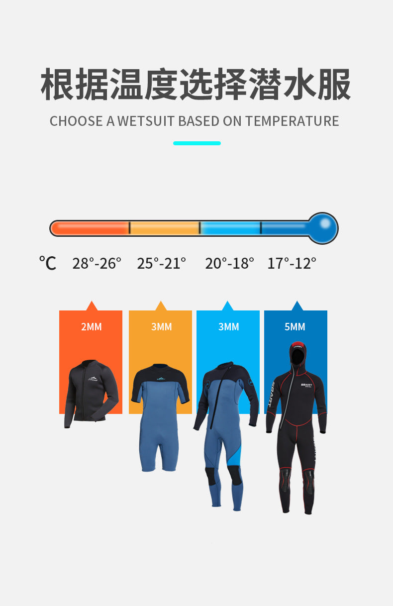 3MM Neoprene Wetsuit Hooded Men Surf Scuba Diving Suit Underwater Fishing Spearfishing Kitesurf Clothing WetSuit Equipment