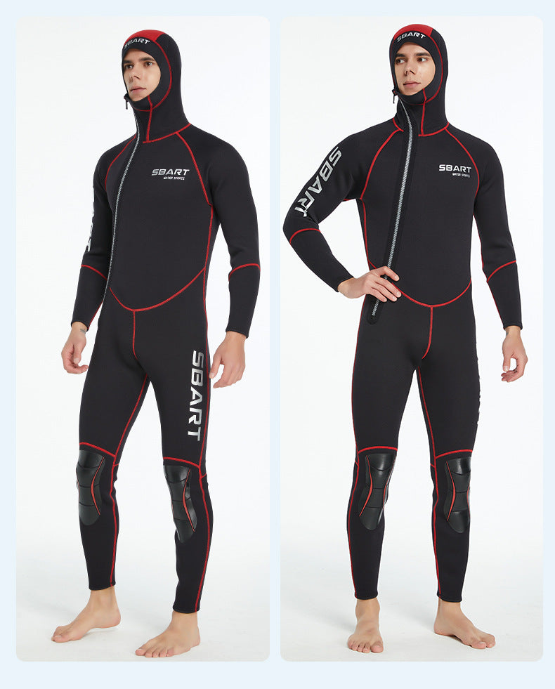 3MM Neoprene Wetsuit Hooded Men Surf Scuba Diving Suit Underwater Fishing Spearfishing Kitesurf Clothing WetSuit Equipment