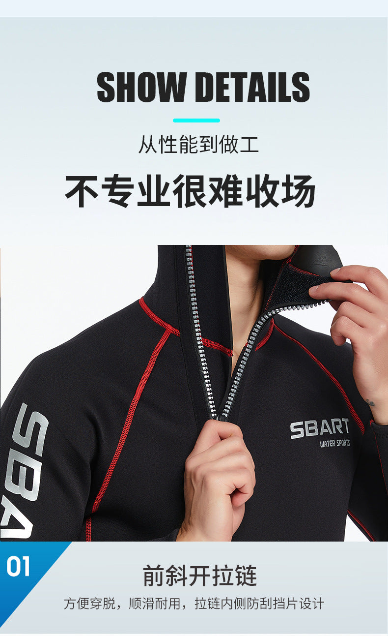 3MM Neoprene Wetsuit Hooded Men Surf Scuba Diving Suit Underwater Fishing Spearfishing Kitesurf Clothing WetSuit Equipment