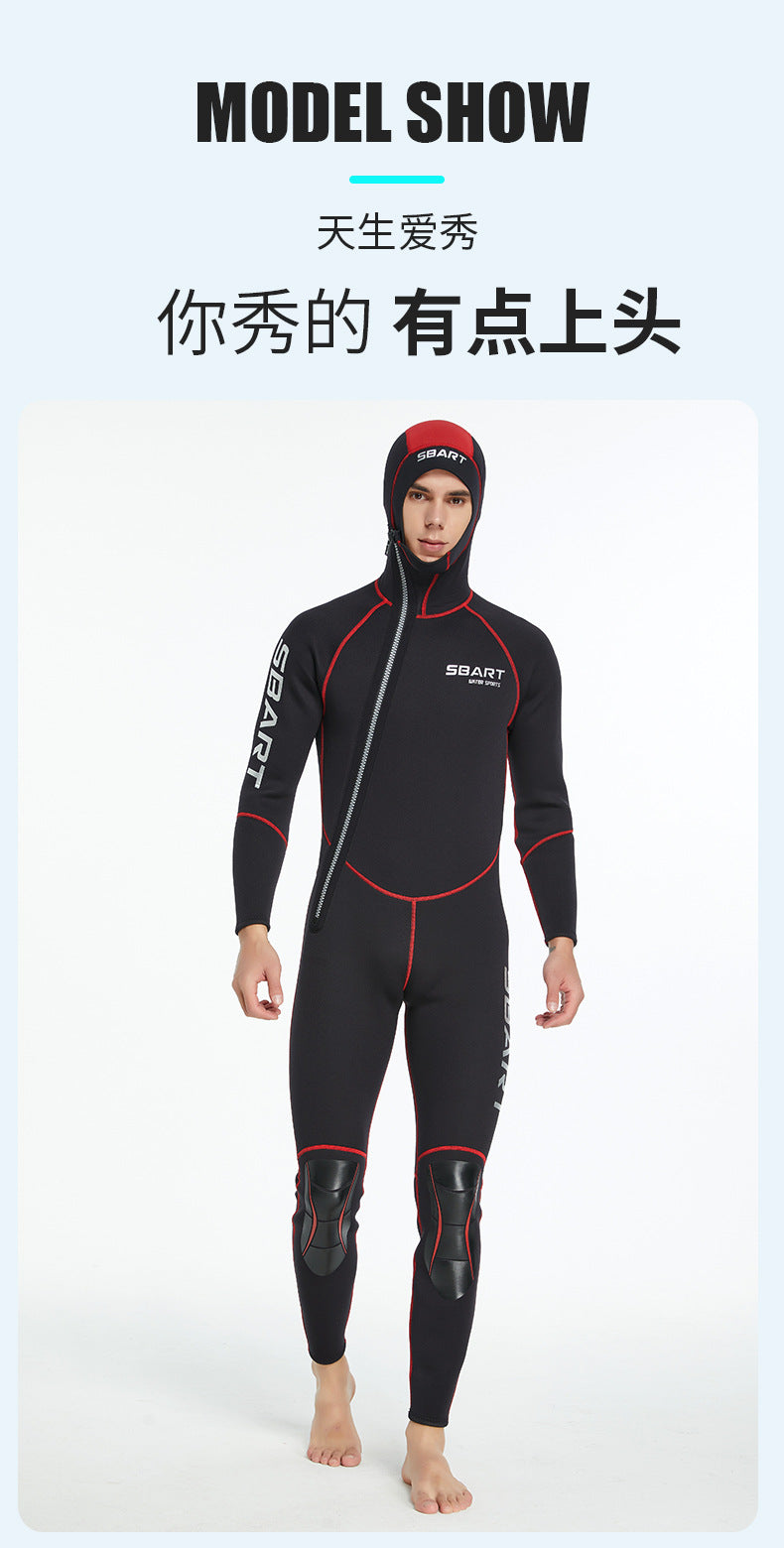 3MM Neoprene Wetsuit Hooded Men Surf Scuba Diving Suit Underwater Fishing Spearfishing Kitesurf Clothing WetSuit Equipment