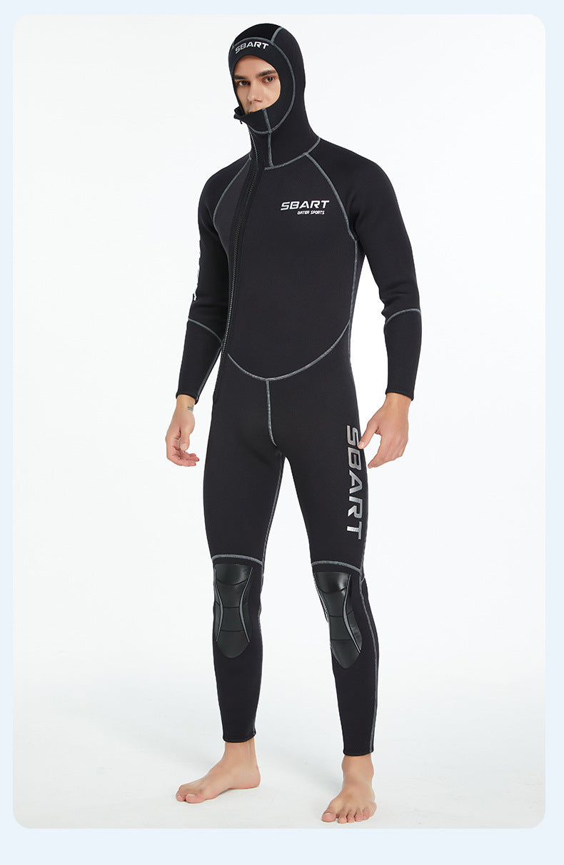 3MM Neoprene Wetsuit Hooded Men Surf Scuba Diving Suit Underwater Fishing Spearfishing Kitesurf Clothing WetSuit Equipment