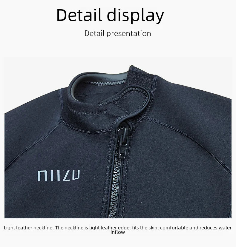 1.5mmDiving Suit Men's and Women's Long-Sleeved Diving Top Split Sun Protection Surfing Suit Dive Skin Winter Swimsuit