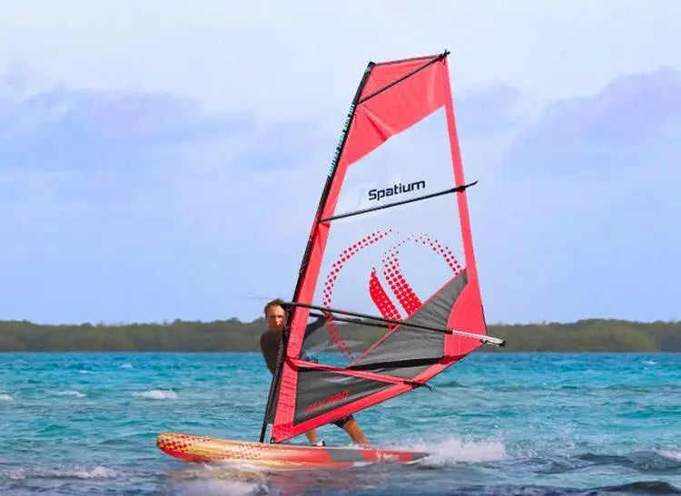 Inflatable Windsurf SUP Board Sail Kit 2 in 1 Crossover Paddle Board With Compact Rig Portable Windsurfing Sailboat Multi Sport