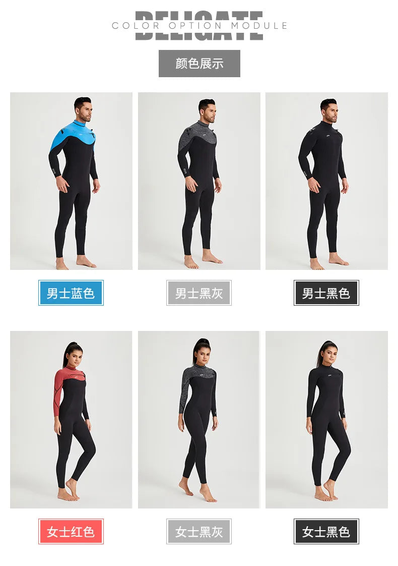 Women Men 3mm Neoprene Wetsuit  Scuba Diving Thermal Winter Warm Wetsuits Full Suit Swimming Surfing Kayaking Equipment