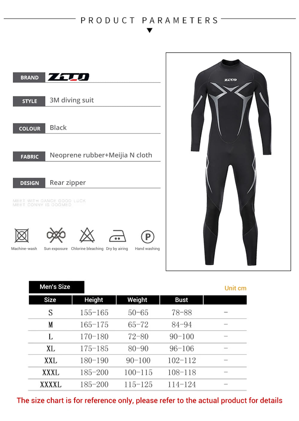 Neoprene Wetsuit 3mm Mens Long Sleevele One Piece Wetsuit Ultra Elastic Diving Suit Water Swimming Surfing Triathlon