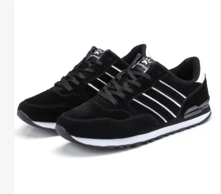 Autumn Men Sneakers Natural Pig Skin Material Male Trainers Outdoor Stylish Shoes Lace-up Flats Non-slip Rubber Sole Blue Grey