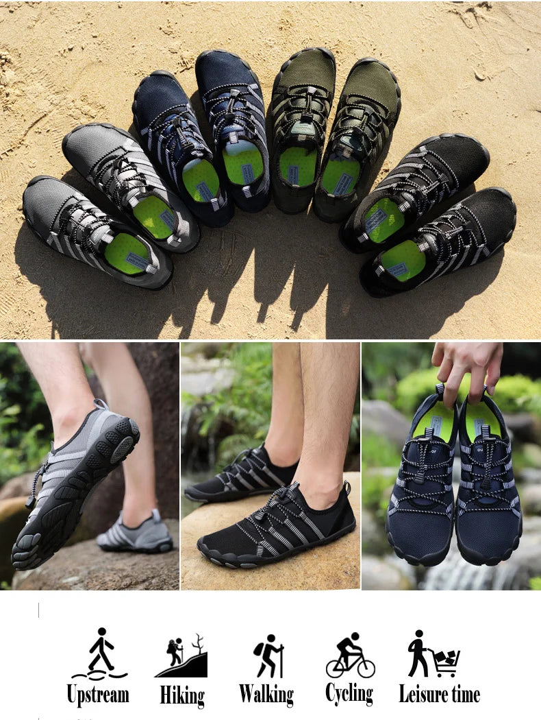 Green Water Shoes For Men Aqua Upstream Shoes New Breathable Mesh Beach Sandals Summer Sport Shoes Women Swimming Shoes Slippers