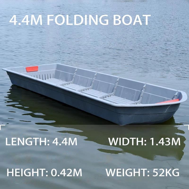Modular PPR Folding Boat w/Silicone Seals & Air Bow Outboard-Ready Fishing Skiff w/Stainless Hardware Leak-Proof Assembly Craft