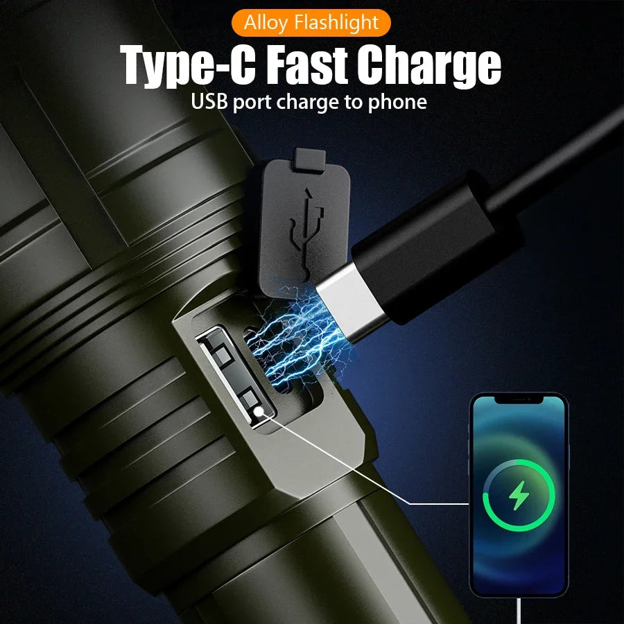 Ultra Powerful Flashlight Concentrating Ignition Flashlight Waterproof Military Tactical Lamp Outdoor Camping Adventure Torch