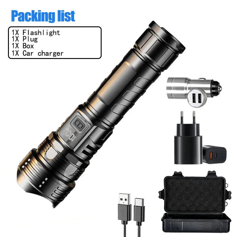 Powerful Led Flashlight Super Bright Tactical Torch Light Emergency Spotlights Telescopic Zoom Lantern Built-in Batte 18650ry