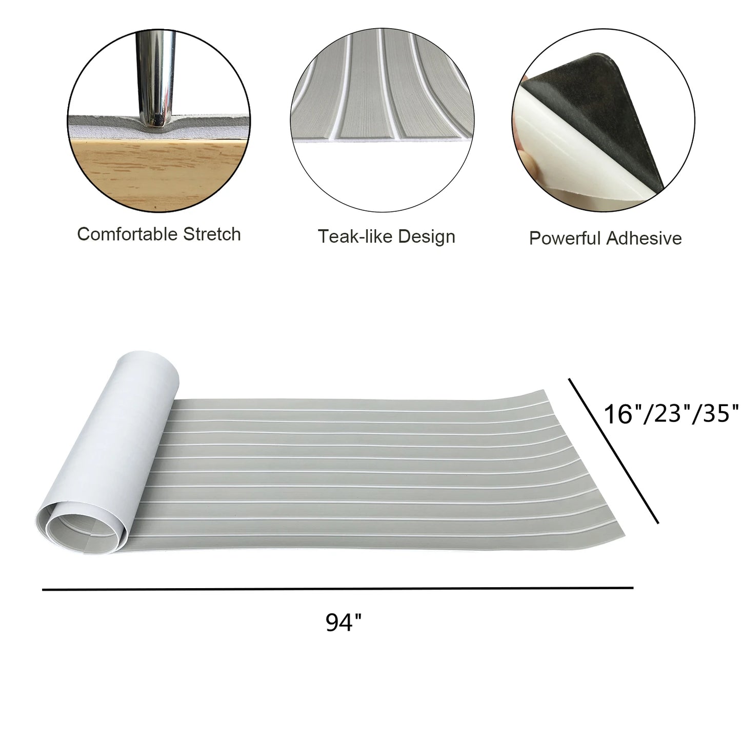 KXKZREN-2400x450mm EVA Foam Faux Teak Decking Sheet Marine Boat Flooring Sea Deck Yacht Mat Self-adhesive Kayak RV Non-slip Pad