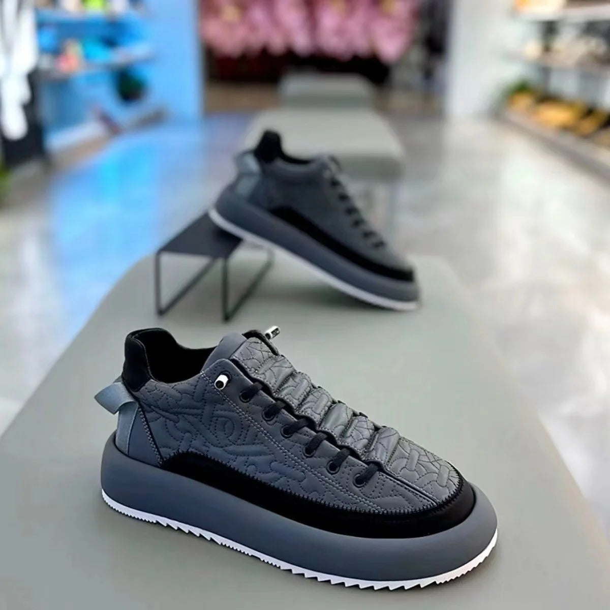 Men Chunky Sneakers Shoes Tennis Sports Slip-On Color Block Height Increased Skateboarding Walking Shoes Casual Shoes for Male