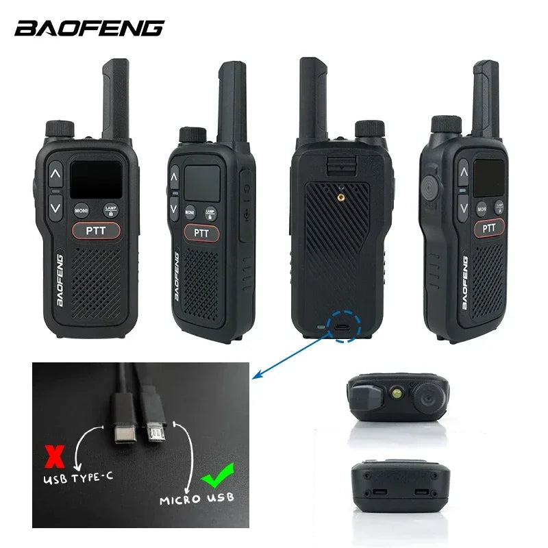 Baofeng BF-T18 Walkie Talkie Mini  Micro USB Charge 2-PTT Bottom UHF 400-470MHz 16 Channels Long Range Kids Gift Two Way Radios
