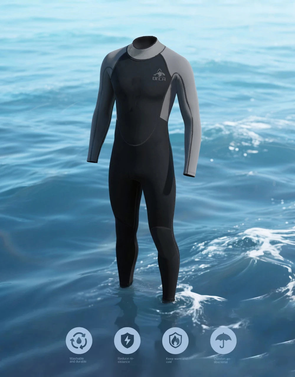 3MM Wetsuits Men Neoprene Diving Surfing Swimming Full Suits Cold Water Keep Warm Zipper Water Sports Full Diver Suit