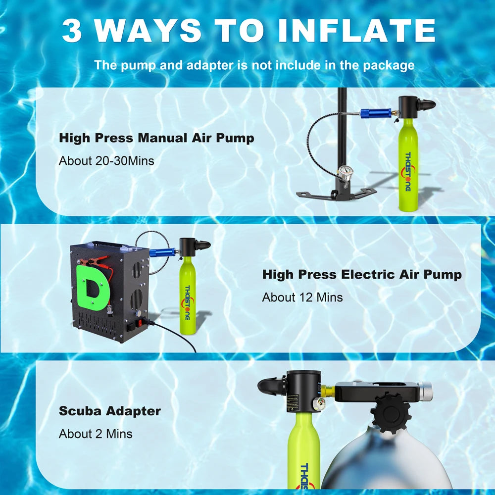 THAIITONEE-Mini Scuba Diving Tank, Underwater Swimming Swimmer, Cylinder Equipment, Dive Bottle, Oxygen, 0.5L, 5-10 Minutes