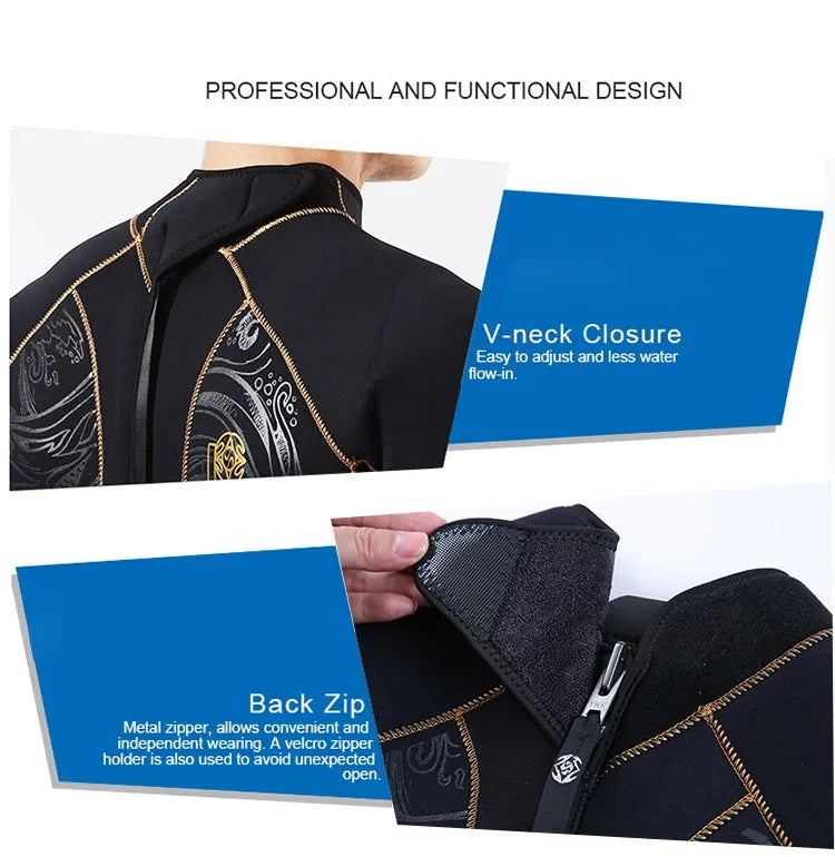 5mm Men's Wetsuit Thicken Long Sleeve Diving Clothing Sub Fishing Neoprene Surf Snorkeling Swimwear Sailing Suit Beach Equipment
