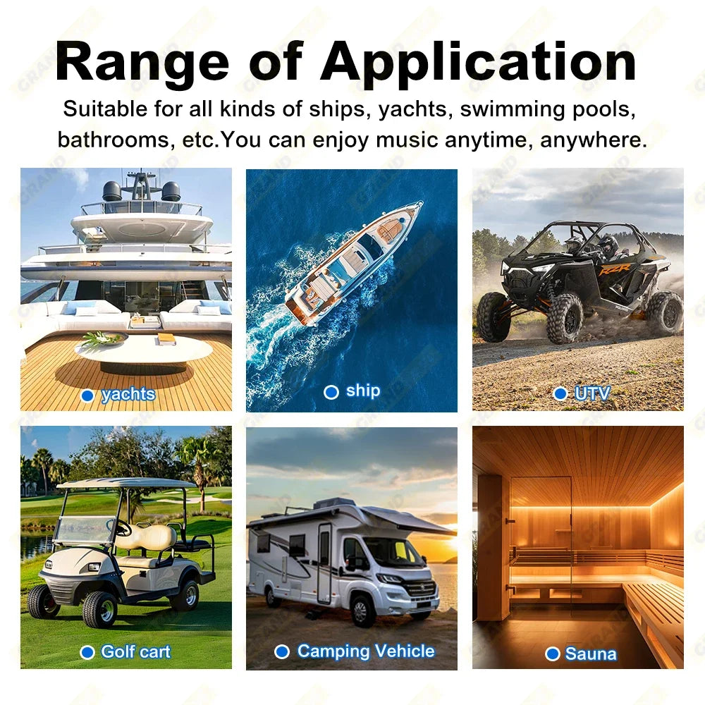 Marine Stereo Boat Radio Waterproof With Speaker Bluetooth FM AM Digital Media Audio Player For Yacht Gauge ATV UTV RV Golf Cart