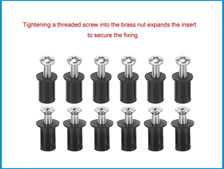 M5 Rubber Well Nuts with Screw, Blind Fastener, Motorcycle Windscreen Rivet, Kayak, Canoe, Boat, Marine Dinghy Accessories