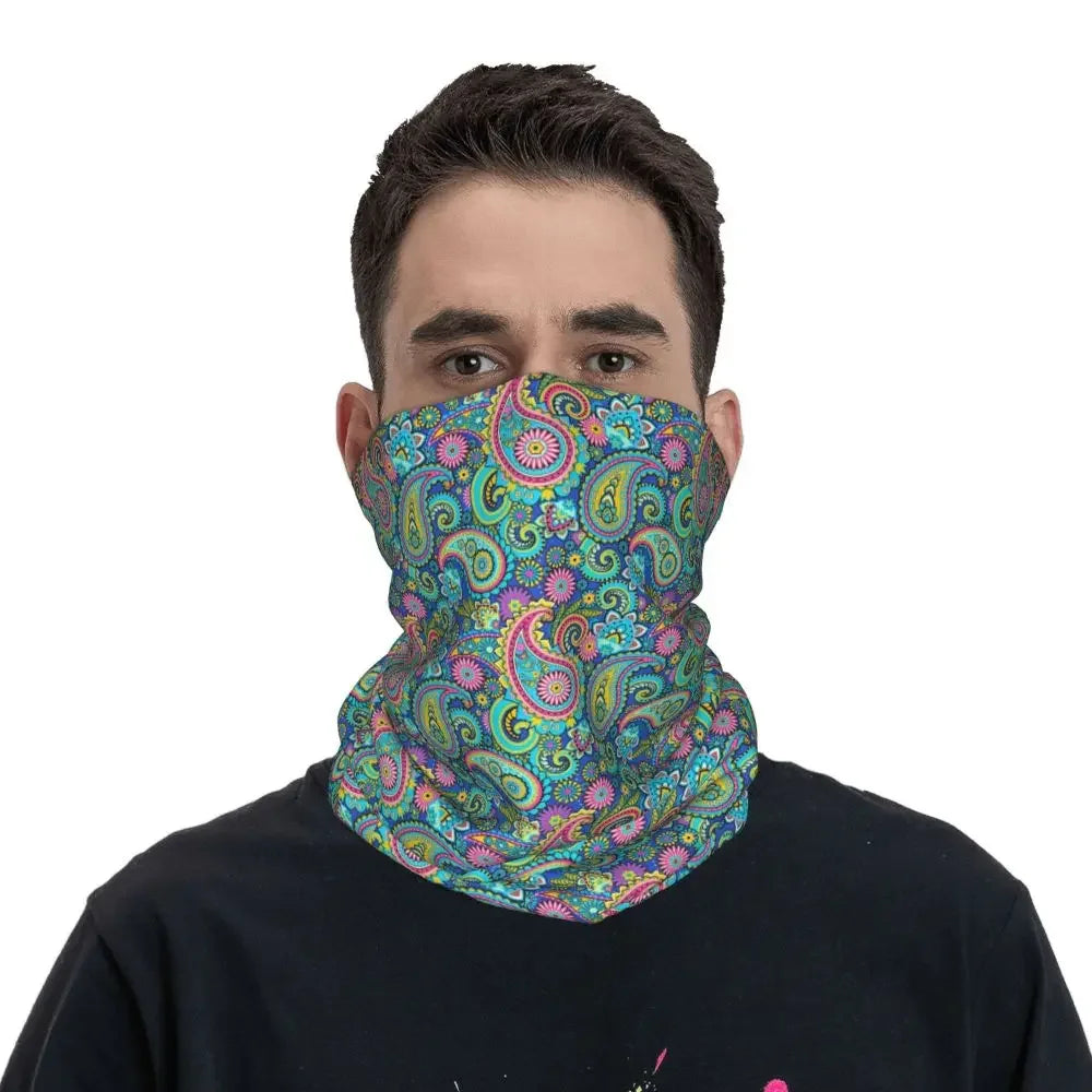 Fashion Paisley Chicano Bandana Style  Neck Gaiter Printed Balaclavas Face Mask Scarf Headband Sports for Men Windproof