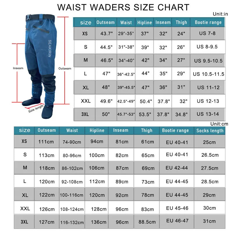 Waterproof Fishing Rain Suit Set Insulated Waist Wader and Hooded Wading Jacket Winter Sailing Clothing for Men&Women Navy Blue