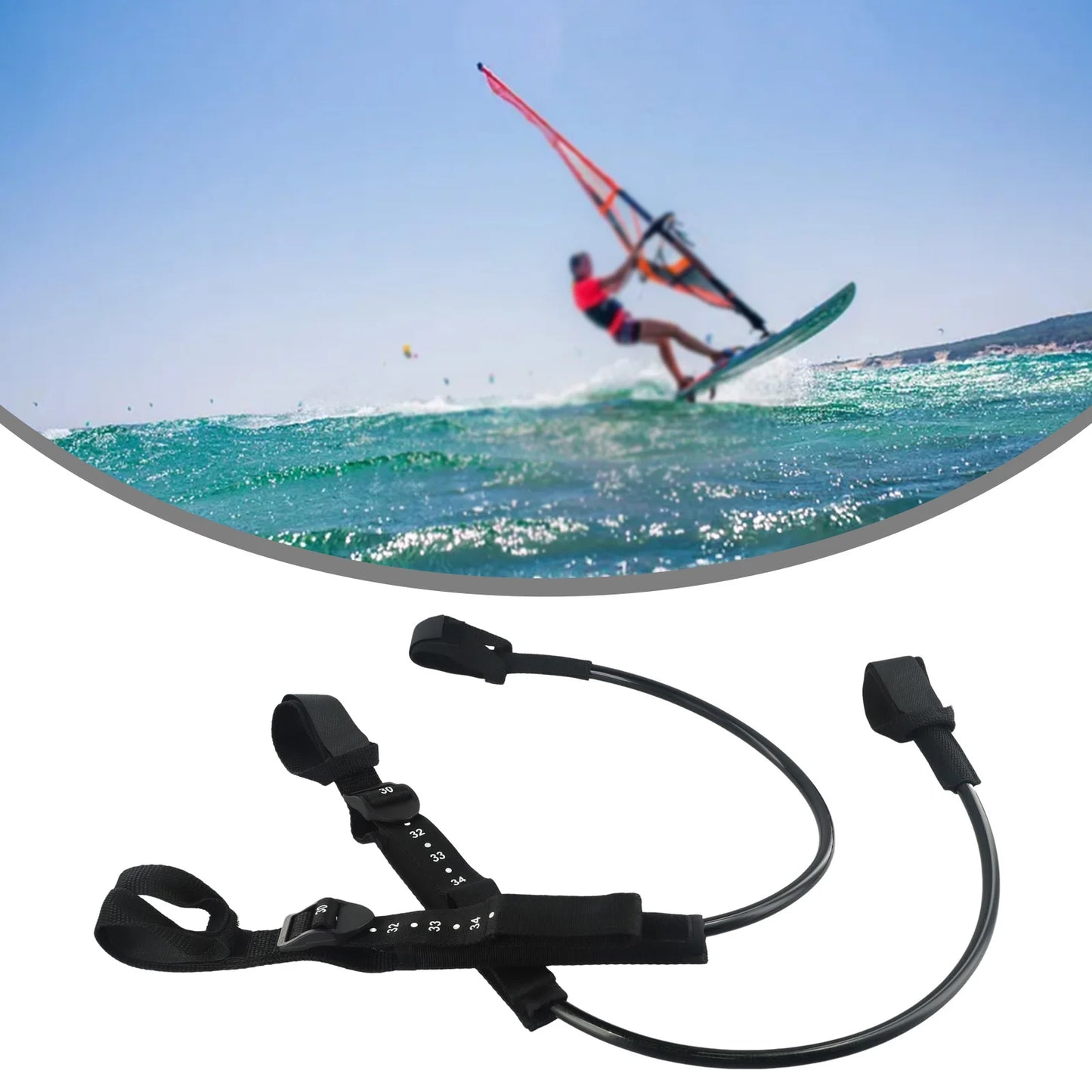NonSlip Adjustable Windsurfing Harness Line 2 Pieces Heavy Duty PU Material Suitable for Windsurf and Surfing Gear Replacement