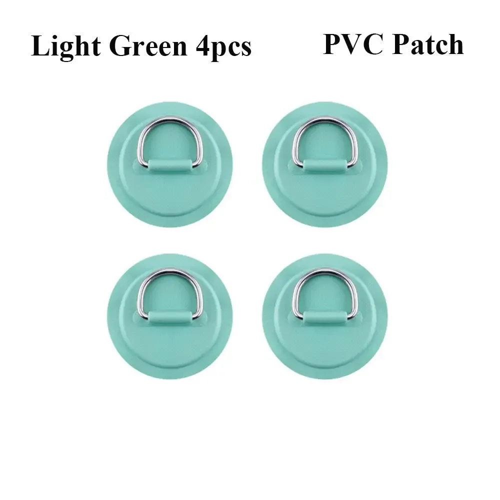 1/4Pcs 8cm Surfboard Dinghy Boat PVC Patch With Stainless Steel D Ring Deck Rigging Sup Round Ring Pad Boat Kayaking Accessorie