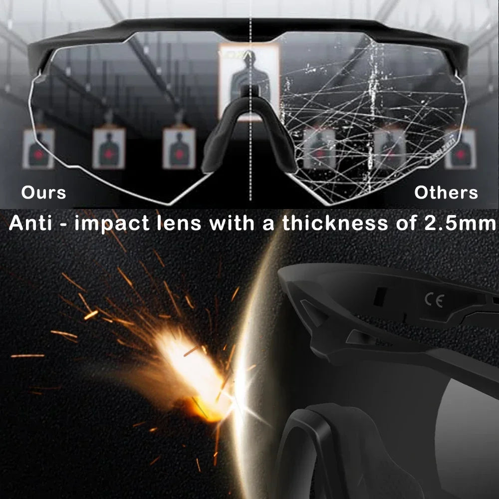 3 Lens Impact-Resistant Shooting Glasses 2.5mm Military Tactical Glasses Anti-Fog Windproof Road Cycling Goggles Antiparras