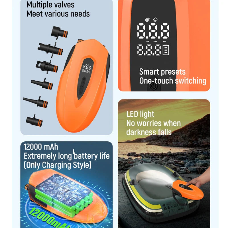 Electric Air Pump for SUP Wireless Electric Inflator High Volume Air Pump for Boats Dual Function Portable Air Compressor