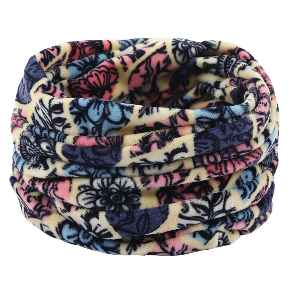 Unisex Windproof Soft Ring Scarves Thermal Loop Outdoor Sports Neck Warmer Double Layer Fleece Neck Scarf