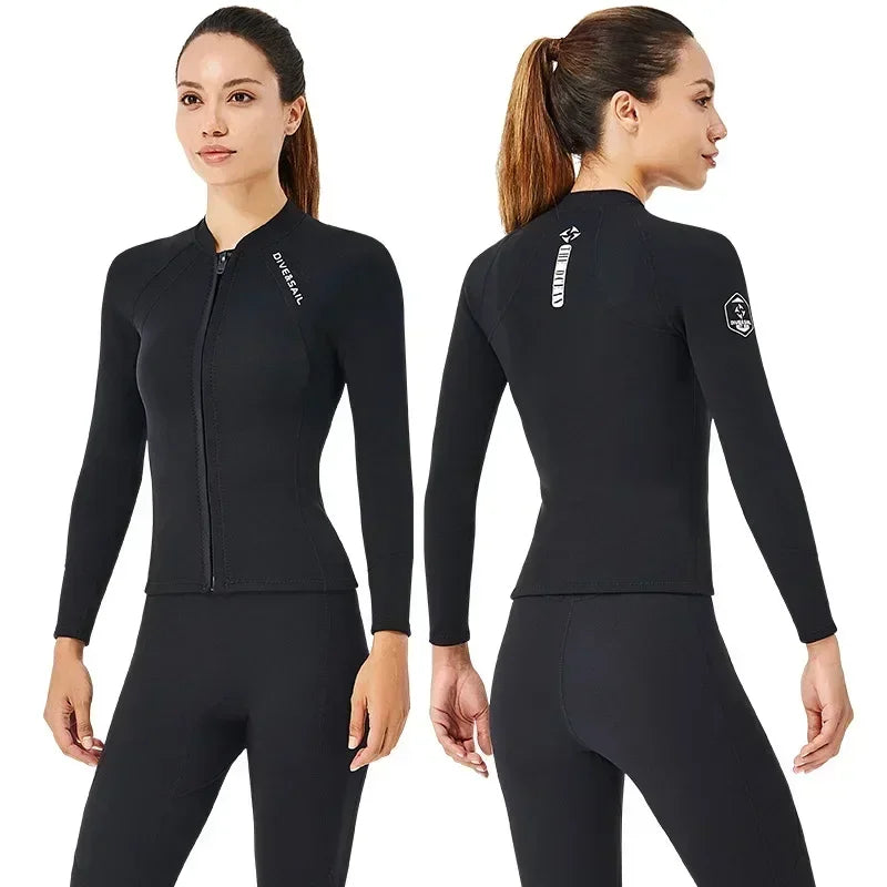 Wetsuit Jacket 2mm Neoprene Pant for Men Women Tops Long Sleeve Black Grey For Kayak,Skin Dive, Surfing Suit,  Diving Gear