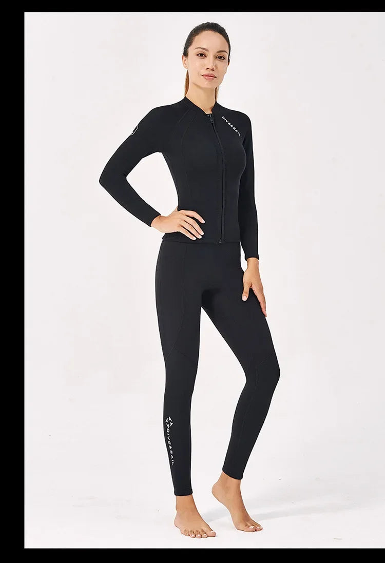Wetsuit Jacket 2mm Neoprene Pant for Men Women Tops Long Sleeve Black Grey For Kayak,Skin Dive, Surfing Suit,  Diving Gear