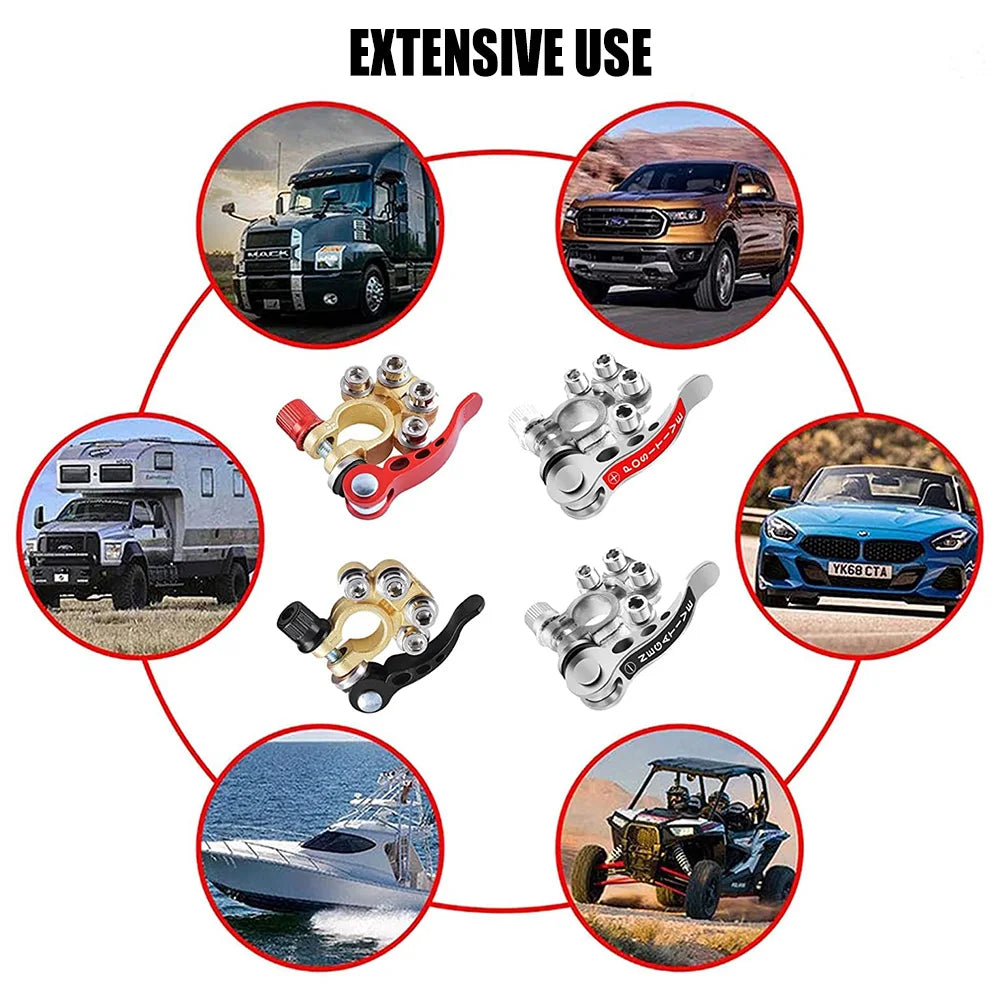 1 Pair Quick Release Terminal Connectors Copper Clip 12V/24V Car Battery Terminals Top Post Wire Cable Clamp Screw Auto Parts