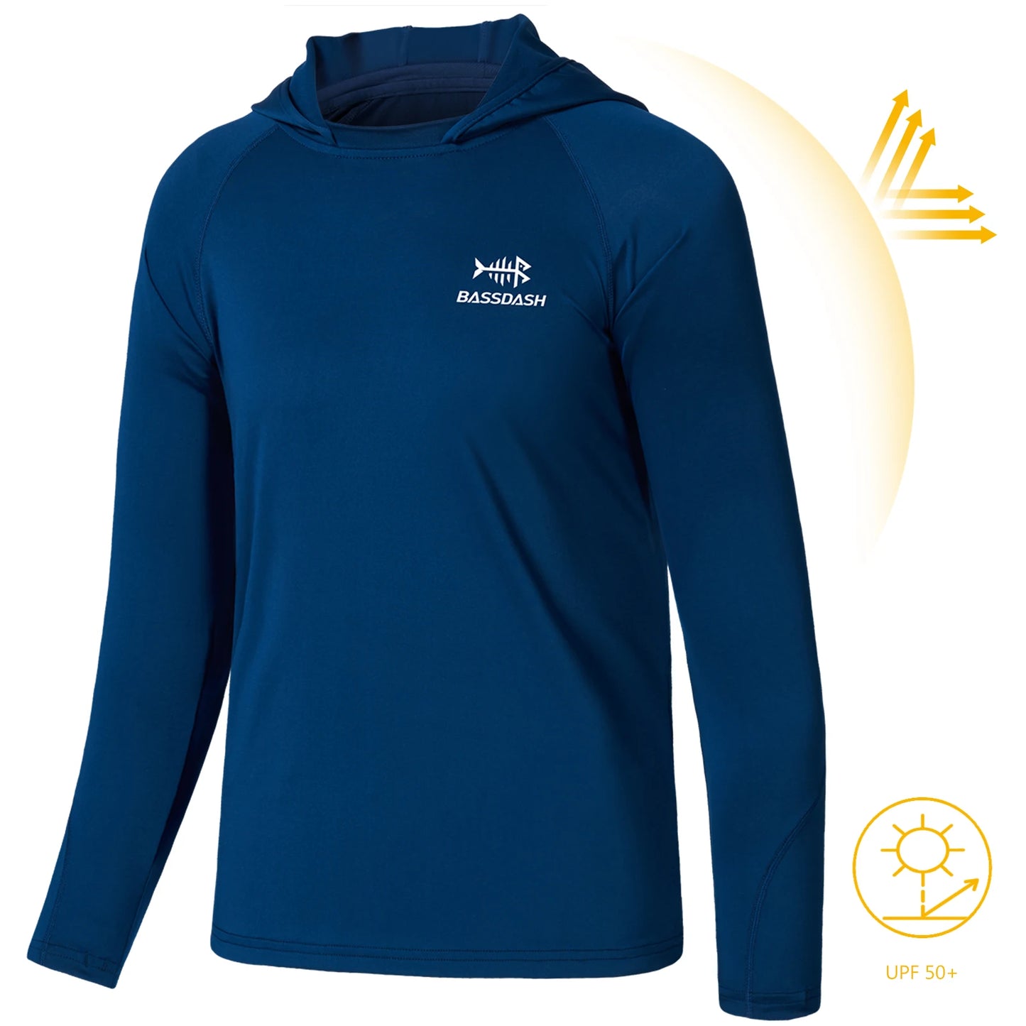 BASSDASH Youth UPF50+ Performance T Shirt with Hood Long Sleeve Fishing Hiking Sun Shirt FS03Y Lightweight Quick Dry Sailing