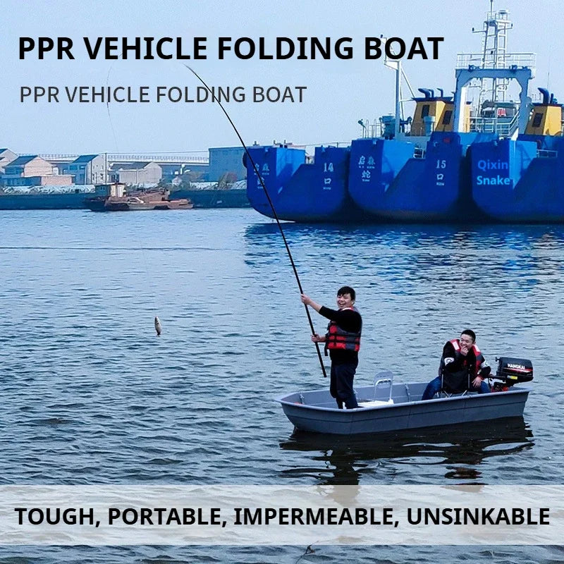 Modular PPR Folding Boat w/Silicone Seals & Air Bow Outboard-Ready Fishing Skiff w/Stainless Hardware Leak-Proof Assembly Craft