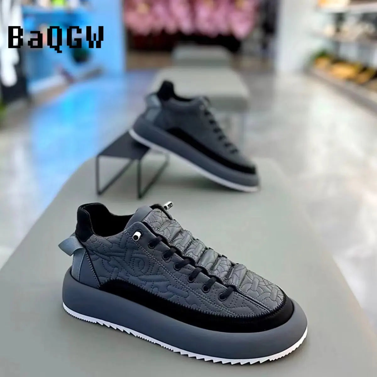 Men Chunky Sneakers Shoes Tennis Sports Slip-On Color Block Height Increased Skateboarding Walking Shoes Casual Shoes for Male