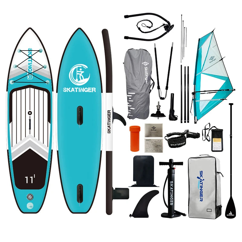 Skatinger 335cm Flexible Inflatable Stand-up Paddle Board 4 Square Meter Sail for New Beginners Offshore Waters Windsurfing SUP