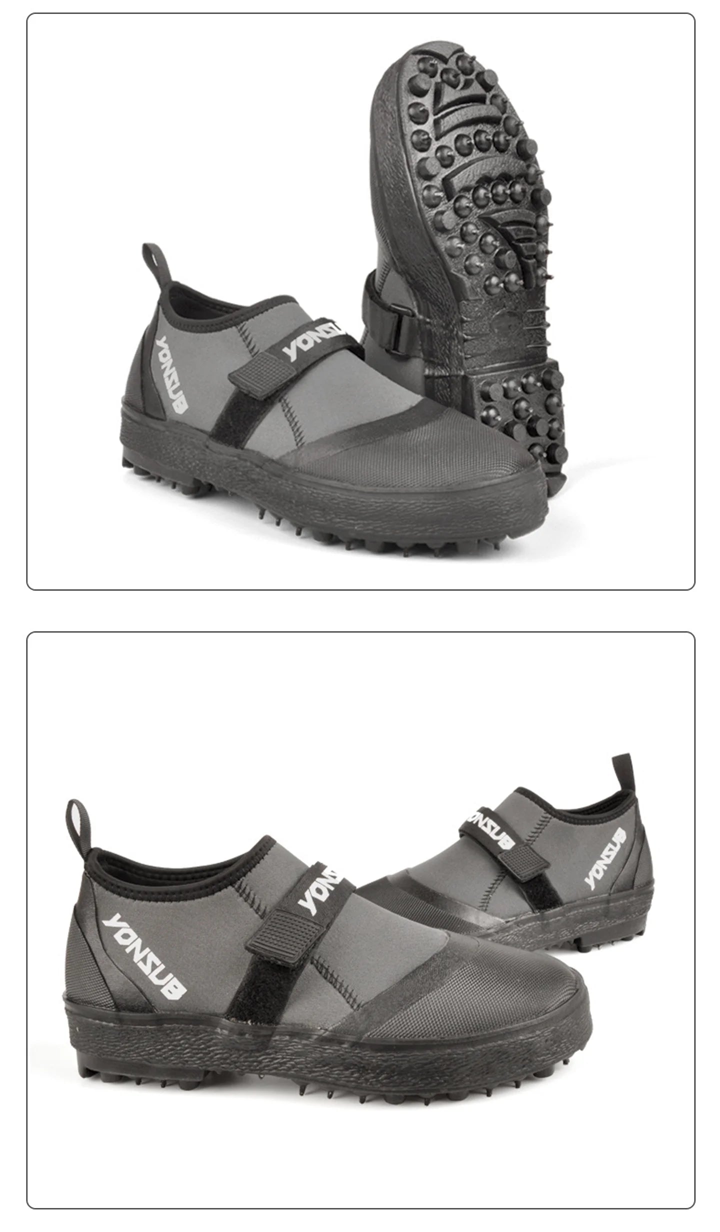 Yonsub Neoprene Adult Outdoor Rock Fishing And Reef Climbing Shoes , Sole Spikes Wear-resistant Non-Slip Wading Aqua Shoes