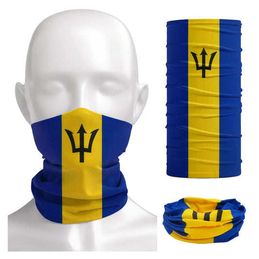 Barbados Flag Neck Gaiter Outdoor Sports Headscarf Men Women Cycling Face Mask Tube Multifunctional Scarf Summer Snood Headwear