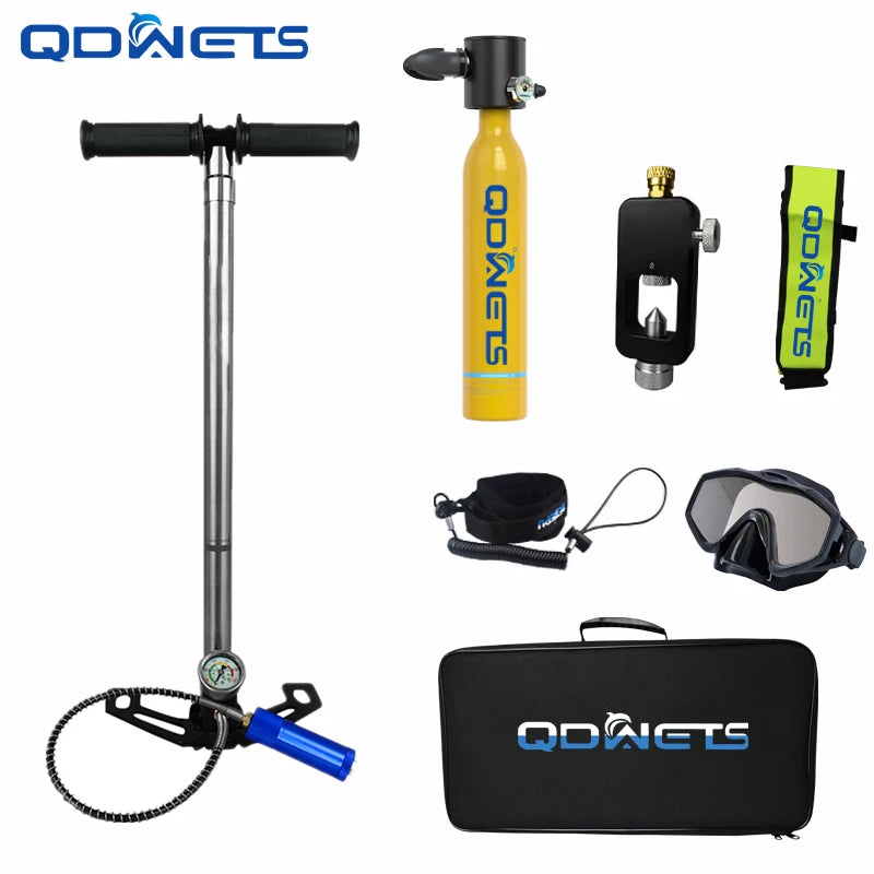 Mini Scuba Diving Tank Equipment Dive Cylinder with 5-10Minutes Capability 0.5 Litre Capacity with Refillable Design QDWETS