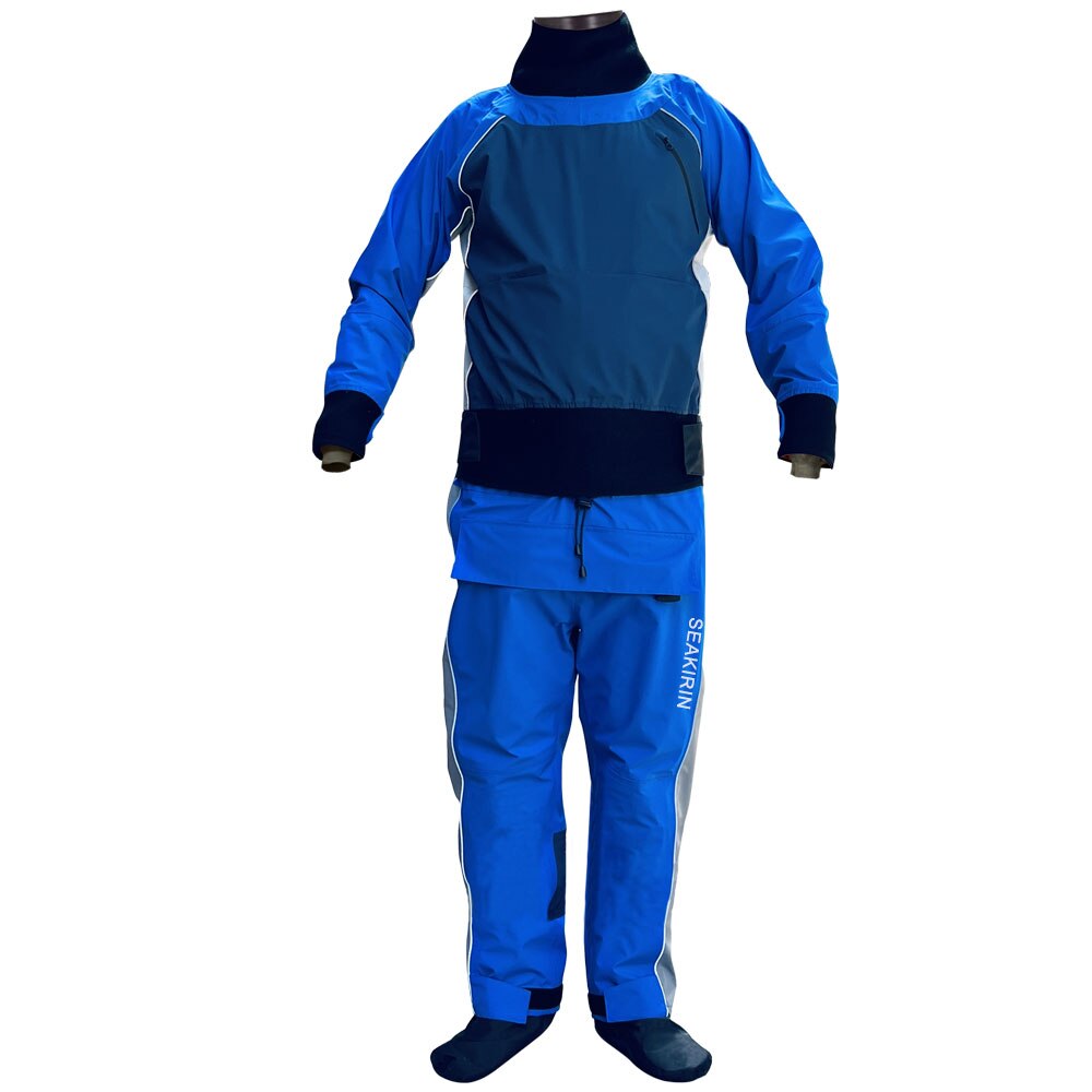 Mens Rear-Entery Drysuits For Kayaking Blue Dry Suit Waterproof Breathable Clothing for Whitewater Paddling,Swimming Keep Warm